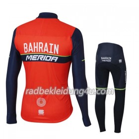 Set Langarmtrikot + Radhose Lange 2017 Bahrain-Merida Kinder N001